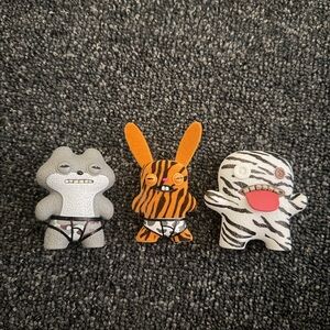 Set of Three Art Toys with Animal Patterns
